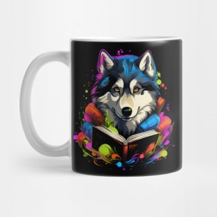 Alaskan Husky Reads Book Mug